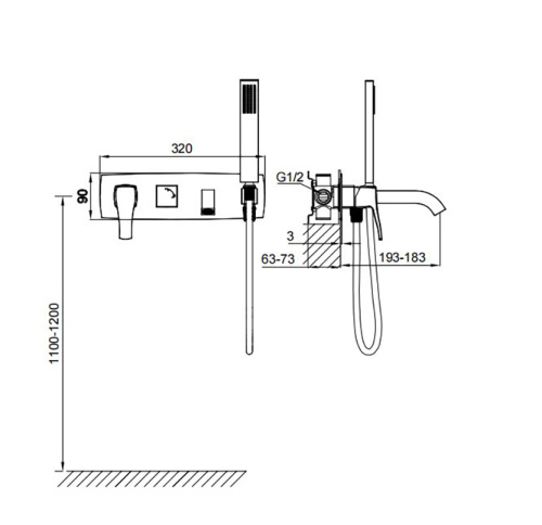 Смеситель для ванны и душа Wonzon & Woghand FLEX WW-88889072-BG встраиваемый в стену золото - фото 2