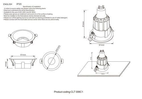 Светильник встраиваемый Crystal Lux CLT 006 CLT 006C1 WH - фото 4