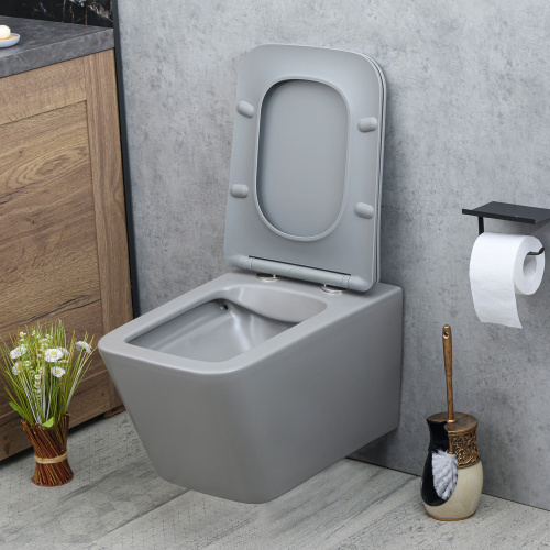 Унитаз подвесной Melana 310304MG серый с сиденьем микролифт безободковый - фото 3