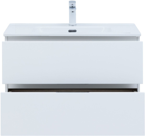 Комплект мебели: тумба с раковиной + зеркало-шкаф Aquanet Алвита New 00274206 81x47x138 подвесной цвет белый - фото 4