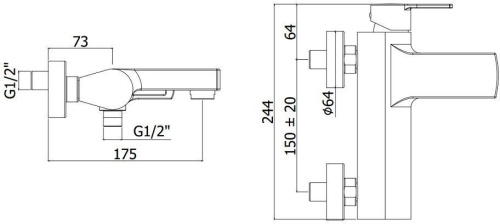 Смеситель для ванны с душем Paffoni Ringo RIN022CR настенный хром - фото 2