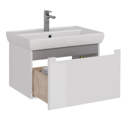 Тумба под раковину LeMark Buno mini LM05BM70T 62х45х39 подвесная цвет белый/серый - фото 2