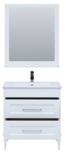 Комплект мебели: тумба с раковиной + зеркало Aquanet Бостон М 00259387 77x46x155 напольный/подвесной цвет белый - фото 5
