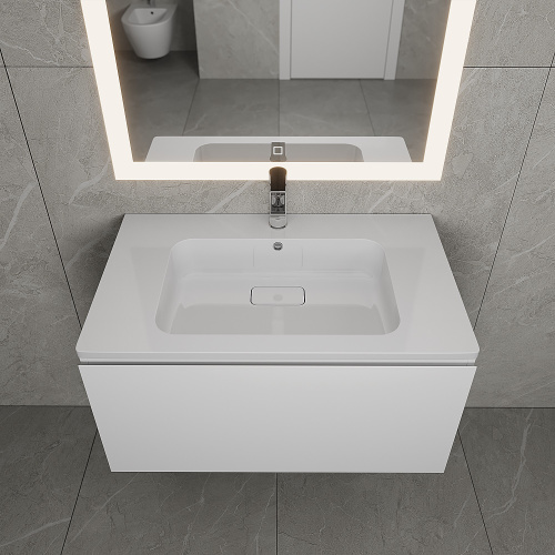 Раковина из литьевого мрамора Uperwood Lagoon 35480000003 80х48 полувстраиваемая цвет белый - фото 4