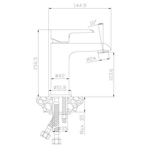 Смеситель Rossinka W W35-12 на раковину белый/хром - фото 2