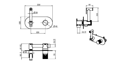 Гигиенический душ Boheme Stick 127-CB медь брашированная - фото 2