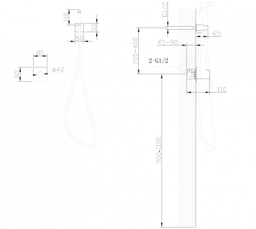 Гигиенический душ со смесителем ABBER Rund AF8725NG никель - фото 4
