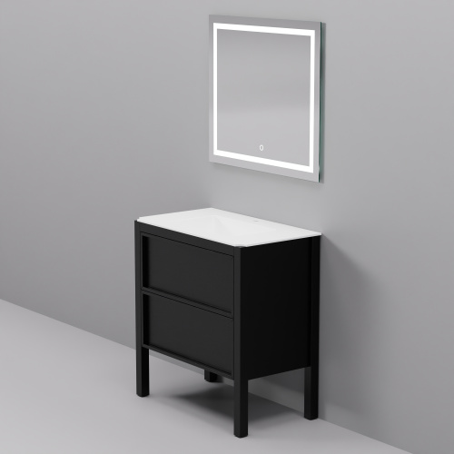 Тумба с раковиной+зеркало Art Decco Elisa (Элиса) AES08F78S2M0 80x45x85 напольная цвет черный дуб - фото 3