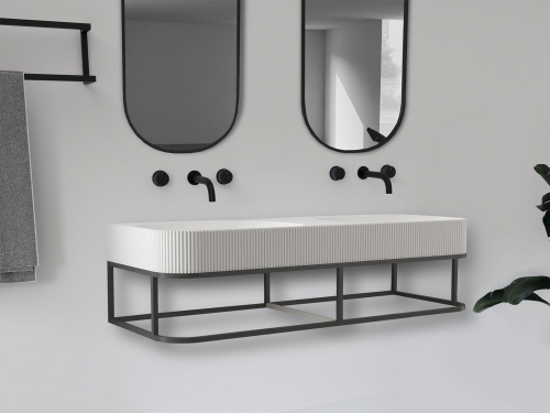 Консоль с раковиной Abber AS2646 120х45х32 подвесная цвет черный - фото 2