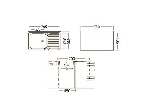 Кухонная мойка Ukinox Классика CLM760.435 -GT5K 2L 44х76 цвет нержавеющая сталь поверхность матовая - фото 3