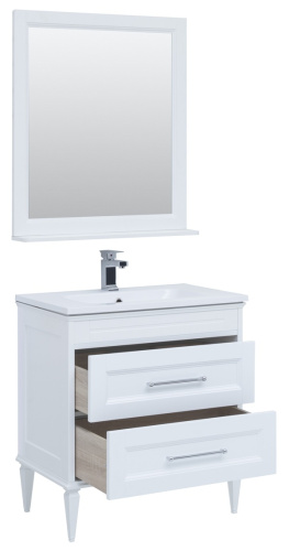 Комплект мебели: тумба с раковиной + зеркало Aquanet Бостон М 00259387 77x46x155 напольный/подвесной цвет белый - фото 3