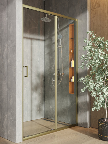 Душевая дверь Orange E02-120TGY 121х190 стекло прозрачное профиль золото глянцевое - фото 4