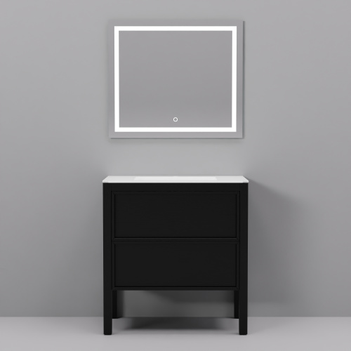 Тумба с раковиной+зеркало Art Decco Elisa (Элиса) AES08F78S2M0 80x45x85 напольная цвет черный дуб - фото 2