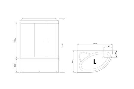 Душевой бокс Royal Bath ALP RB140ALP-C-L/b/g 140х95