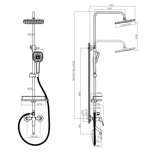 Душевая стойка Rossinka RS29 RS29-46 настенная - фото 2