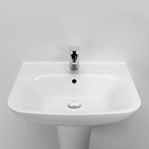 Раковина из сантехнического фарфора Am.Pm Like C804221WH 55х46 подвесная цвет белый глянцевый 1 отверстие под смеситель - фото 3