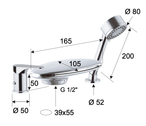 Смеситель Remer Class Line L07UF на борт ванны хром - фото 2