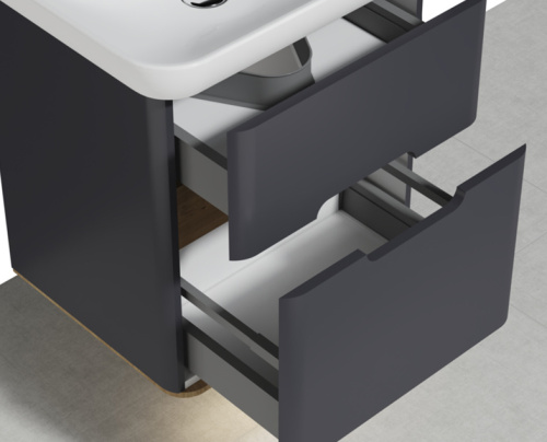 Тумба с раковиной Vitra Sento 60834 63х49х69 подвесная цвет антрацит матовый - фото 2