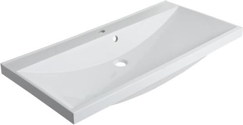 Раковина из литьевого мрамора Aquanet Нота 00284116 100х48 полувстраиваемая цвет белый 1 отверстие под смеситель - фото 2