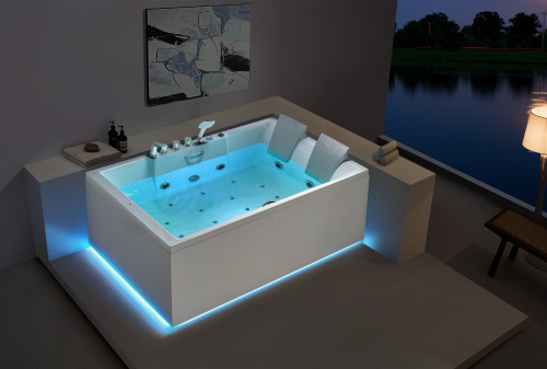 Ванна акриловая гидромассажная SSWW AU818R 180х120 пристенная прямоугольная с каркасом с ручками - фото 3