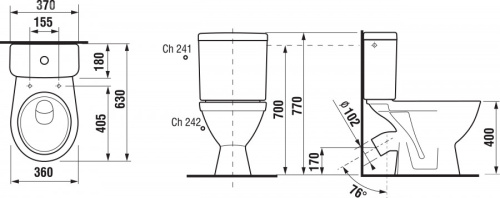 Унитаз-компакт напольный с бачком Jika Lyra plus 8263840002429 белый без сиденья каскадный смыв - фото 2