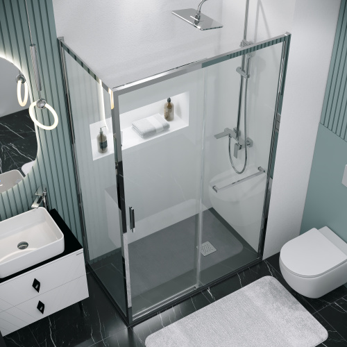 Душевая перегородка Grossman Style 200.K33.05.70.10.00 70х195 стекло прозрачное профиль хром глянцевый - фото 4