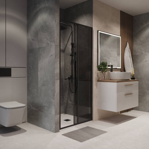 Душевая дверь Niagara Nova NG-85-9TB 90х195 стекло тонированное профиль черный матовый - фото 5