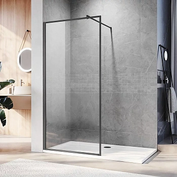 Душевая перегородка Veconi Korato KR81GR-100-01-C8 100х200 стекло прозрачное профиль графит брашированный