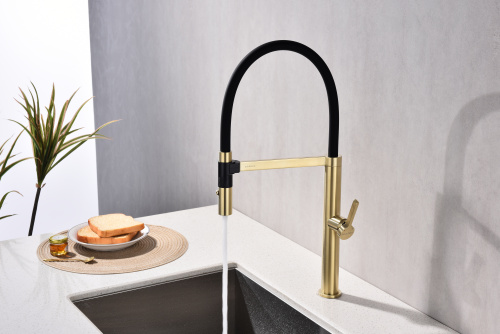 Смеситель для кухни Paulmark LEADER Le214101-LG на раковину светлое брашированное золото - фото 3