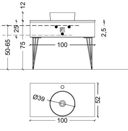 Консоль под раковину Armadi Art Lucido 770-100-BB 104х55х30 подвесная цвет бронза - фото 2