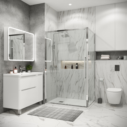 Душевая перегородка Grossman Cosmo 200.K33.02.90.10.00 90х195 стекло прозрачное профиль хром глянцевый - фото 3