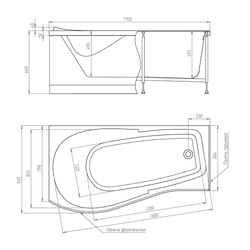 Ванна акриловая гидромассажная Timo VINO VINO1792L-KTVINO17-SPV1505-T-CM-T-BM-T-CT-FPVINO17L 170х92 пристенная асимметричная с каркасом - фото 2
