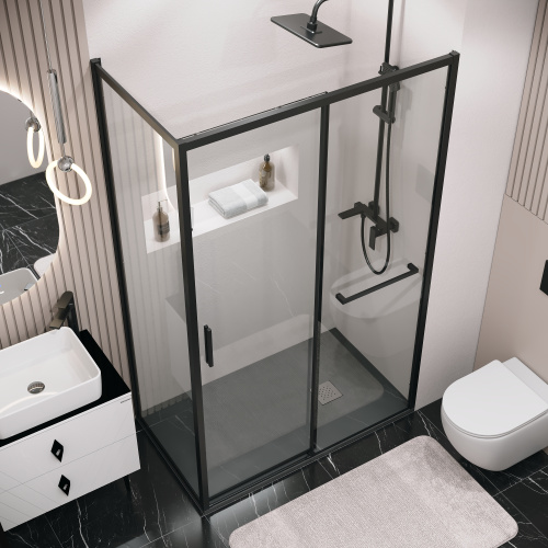 Душевая перегородка Grossman Style 200.K33.05.70.21.00 70х195 стекло прозрачное профиль черный матовый - фото 4