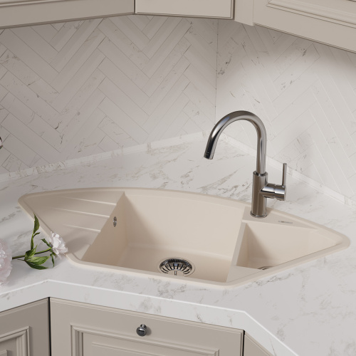 Кухонная мойка LeMark Irkana 980 9910044 98х50 цвет бежевый поверхность матовая - фото 3