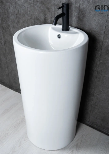 Раковина керамическая Gid Autonomo 81102 46х46 напольная цвет белый 1 отверстие под смеситель - фото 2