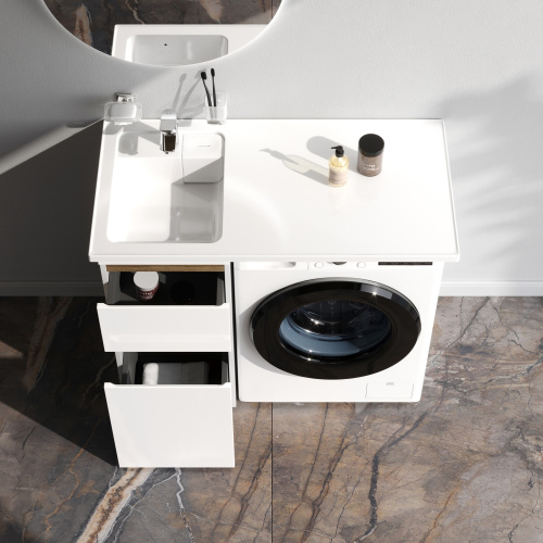 Тумба под раковину Am.Pm X-Joy M85AFSX0402WG 37х46х89 напольная цвет белый/светлое дерево - фото 3