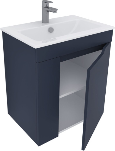 Тумба под раковину Aquanet Практика 00330454 58х39х64 напольная/подвесная цвет синий - фото 2