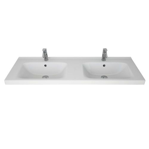 Раковина керамическая Dreja Harmony 641938 130х50 полувстраиваемая цвет белый 2 отверстия под смеситель - фото 3