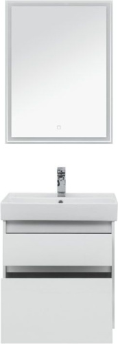 Комплект мебели: тумба с раковиной + зеркало Aquanet Nova Lite 00242921 61x46x145 напольный/подвесной цвет белый - фото 4