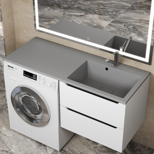 Раковина кварцевая Uperwood Cosmos Quartz RCosmos120RS 120х48 над стиральной машиной цвет серый - фото 2
