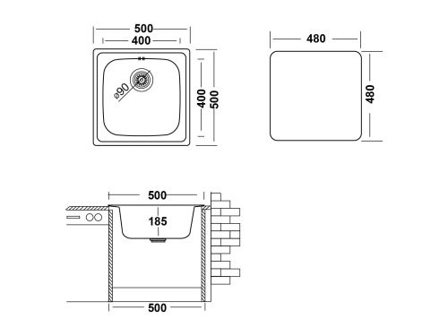 Кухонная мойка Ukinox Гранд GRP500.500 -GT8K -C 50х50 цвет хром поверхность полированная - фото 3