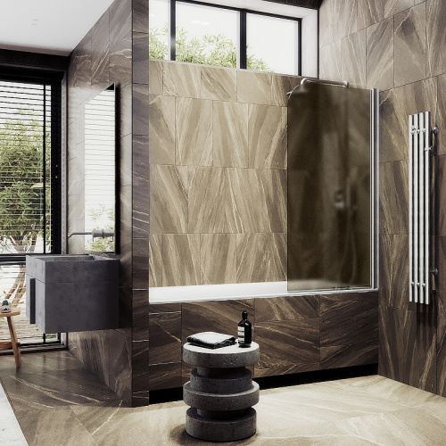 Душевая шторка на ванну Maybah Glass MGV-607-5 50х140 стекло тонированное профиль хром матовый ориентация универсальная - фото 3