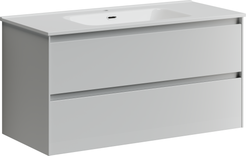 Тумба под раковину Sancos Cento CN100W 99х45х50 подвесная цвет белый глянцевый - фото 2