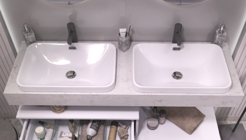 Столешница Velvex UNIT st.UNI.140-630 140х50х11 подвесная цвет белый мрамор - фото 5