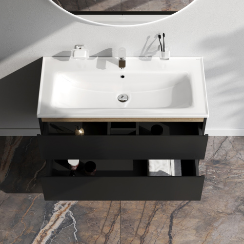 Тумба под раковину Am.Pm X-Joy M85AFHX1002BM 97х45х60 подвесная цвет черный - фото 3