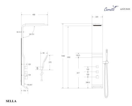 Душевая панель Cerutti SPA CT8988 настенная цвет белый