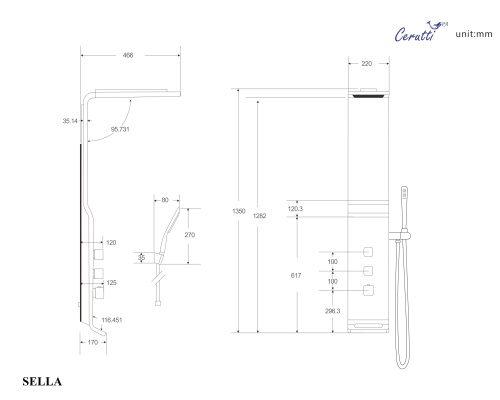 Душевая панель Cerutti SPA CT8990 прямоугольная настенная - фото 3