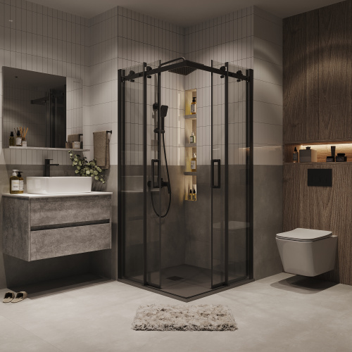 Душевой уголок Grossman Classic 300.K33.04.1010.21.00 100х100 стекло прозрачное профиль черный матовый без поддона - фото 4