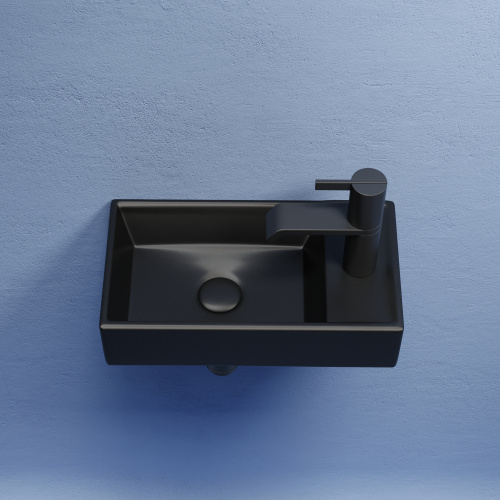 Раковина из сантехнического фарфора Ceramica Nova ELEMENT CN6051LMB 42х22 подвесная цвет черный матовый 1 отверстие под смеситель - фото 4