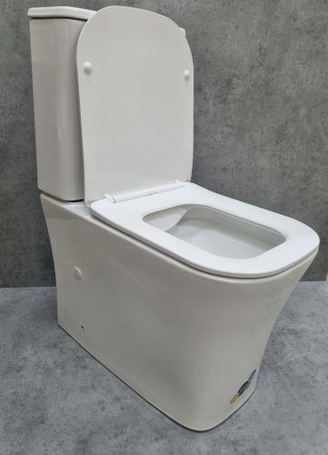 Унитаз напольный с бачком CeramaLux 1218A белый глянцевый с сиденьем микролифт безободковый каскадный смыв - фото 4